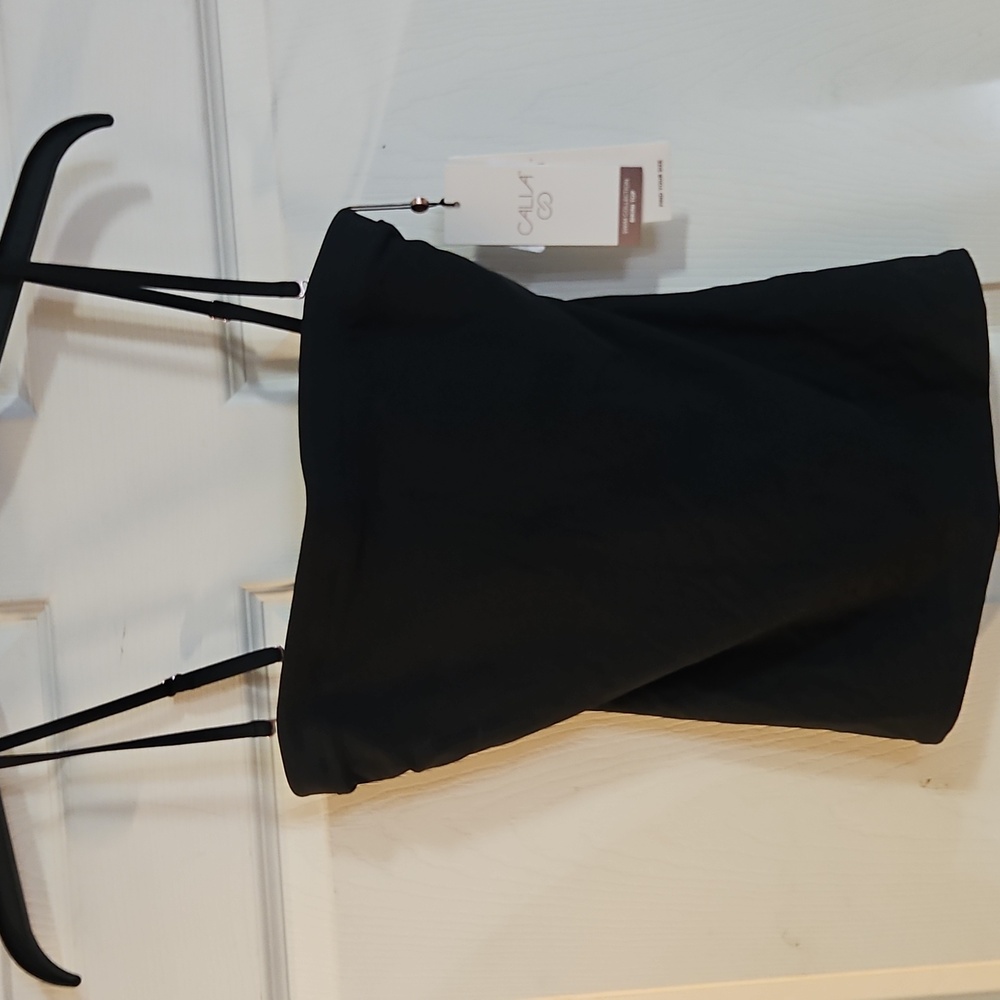 CALIA Women’s Bandeau Medium Support Tankini Swim Top:BLACK: NEW WITH TAGS:SZ XS